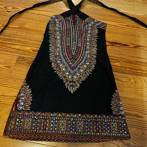 Halter top dress tribal beaded